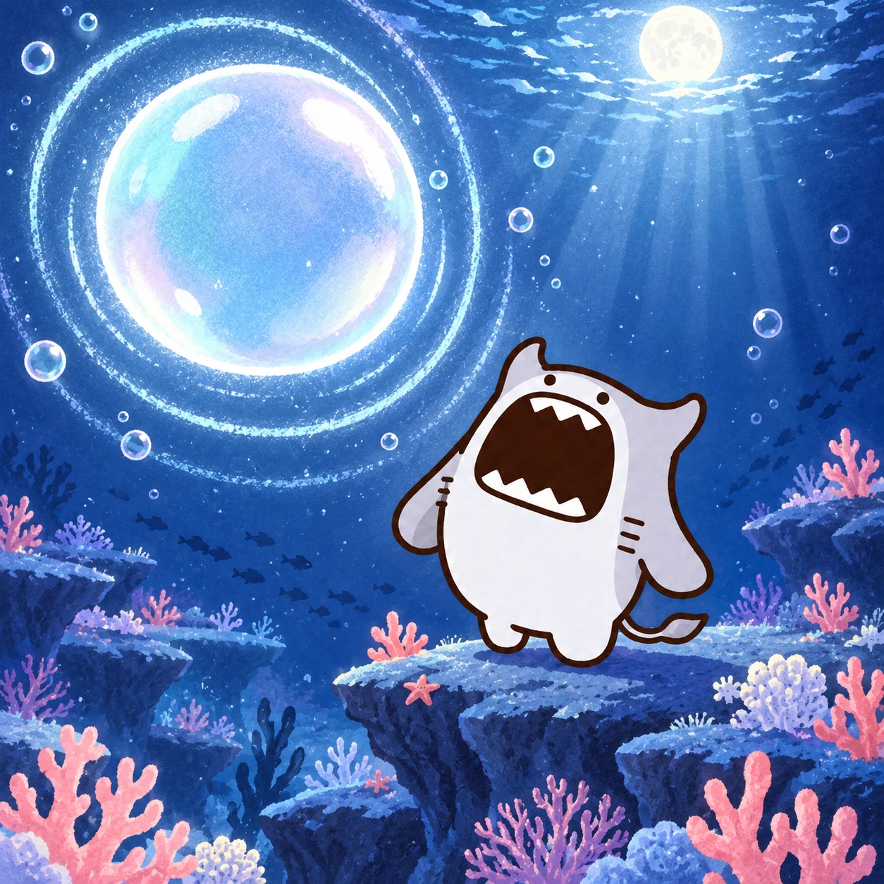WAILO looking at a giant glowing echo bubble
